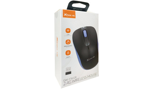 Мишка XTRIKE ME GW-116, бездротова 2.4G, 1000dpi., 3кн., сіра - 641257