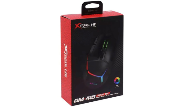 Мишка XTRIKE ME GM-415, ігрова, USB, 8000dpi., 9кн., RGB чорна - 641262