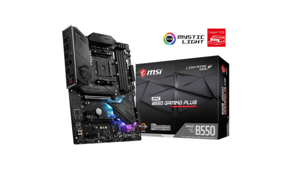 MSI MPG B550 GAMING PLUS (AM4/B550 ,4*DDR4, PCI-Ex16*2+x1*2, 6*SATAIII, 2*M.2, Glan, 8ch, ATX) - 641622