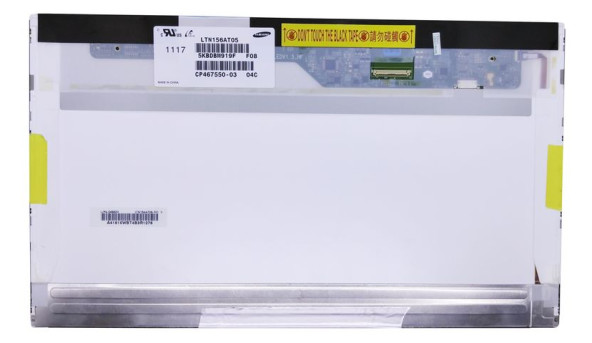 Матриця для ноутбука 15,6", Normal (стандарт), 40 pin (знизу зліва), 1366x768, Світлодіодна (LED), без кріплення, матова, LTN156AT05, Samsung, LTN156AT05