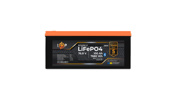 Аккумулятор LP LiFePO4 76,8V - 100 Ah (7680Wh) (BMS 200/100А) металл Smart BT - 641670