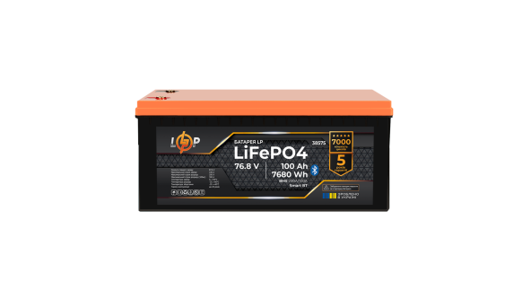 Аккумулятор LP LiFePO4 76,8V - 100 Ah (7680Wh) (BMS 200/100А) металл Smart BT - 641670