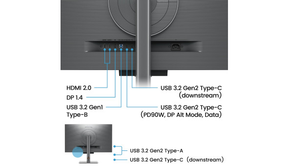 TFT 31.5" BenQ RD320U, 4K, IPS, 2хHDMI, DP, USB- C, USB-hub, HAS, Pivot, кол., сірий - 641943