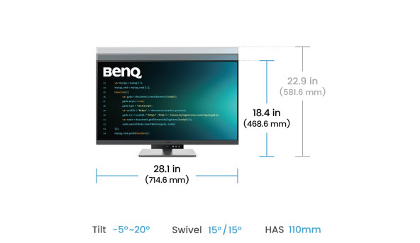 TFT 31.5" BenQ RD320U, 4K, IPS, 2хHDMI, DP, USB- C, USB-hub, HAS, Pivot, кол., сірий - 641943