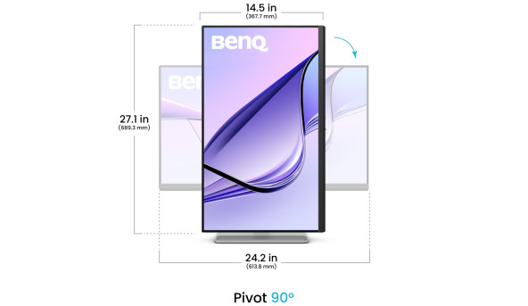 TFT 27" BenQ MA270U, IPS, 4K UHD, 2хHDMI, 2xUSB- C, HAS, Pivot, сріблясто-сірий - 641944