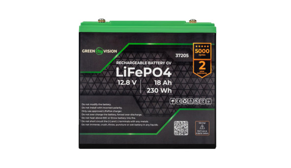Аккумулятор GV LiFePО4 12V (12,8V) - 18 Ah (230Wh)