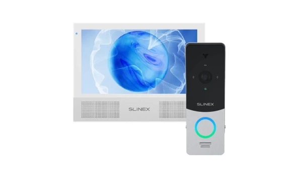 Комплект видеодомофон Slinex Sonik 7 AI white + панель вызова ML-20HD silver/ black