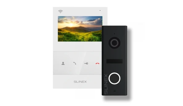 Комплект видеодомофон + панель вызова Slinex SQ-04N Cloud white + ML-17HD black