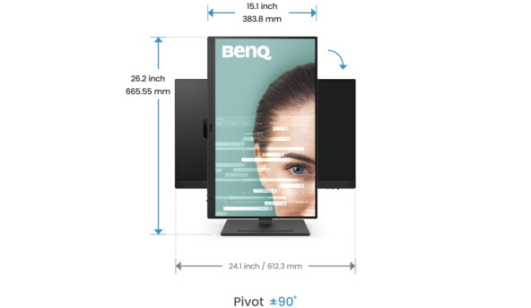 TFT 27" BenQ GW2790T, IPS, 100Hz, 2xHDMI, DP, HAS, Pivot, колонки, чорний - 643464