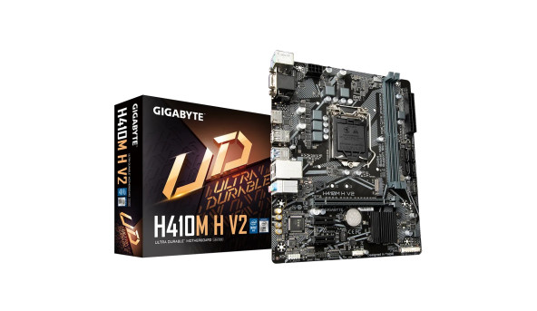 Gigabyte H410M H V2(1200/H470, 2*DDR4, 1xPCIex16, VGA, HDMI, 4xSATAІІІ, GLan, 7.1ch, mATX) - 643570