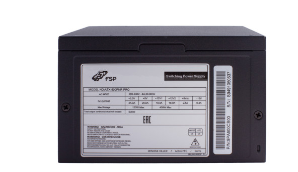 БЖ 500W FSP ATX-500W PNR PRO 120mm silent fan, Retail Box