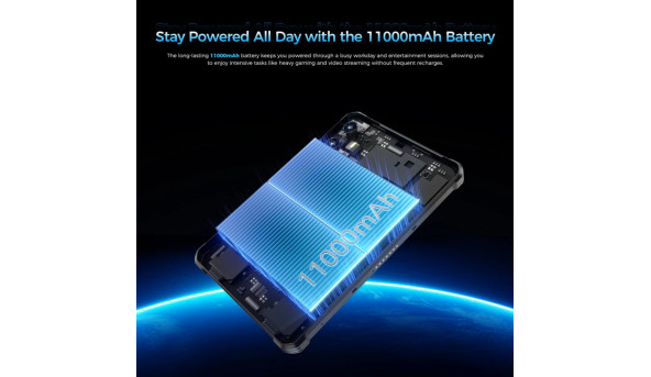 Планшет Oukitel RT3plus 8” HD / 4GB/128GB / G81 / 11000mAh / 16+8Мп / IP69K / LTE Black - 643798