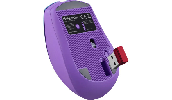 Мишка Defender Mystery MM-301, бездротова Bluetooth+2.4G, 1600 dpi., 4кн., 500mAh, LED, фіолетова - 644182