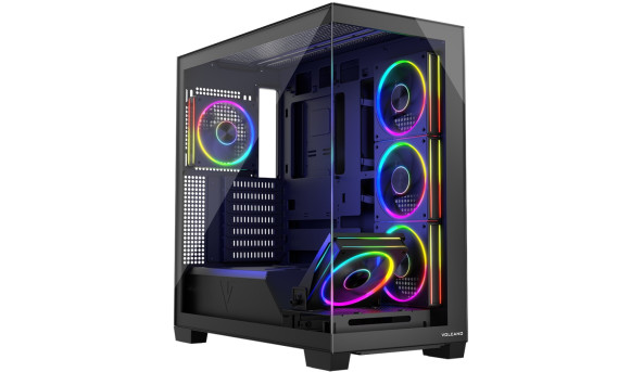 Корпус Modecom VOLCANO STELLAR ARGB MIDI 5x120mm fans BLACK без БЖ ATX