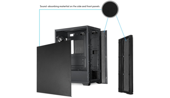 Корпус Chieftec Pro Midi Q AS-02B-OP ATX, без БЖ, Black - 644619