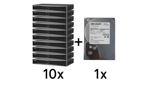 Комплект Hikvision DS-7616NXI-K2(D) 10 шт + DS40HKVS-VX1