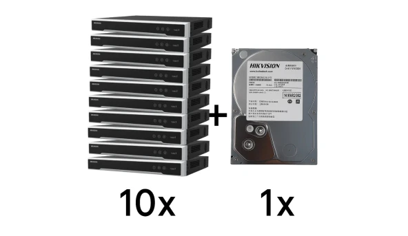 Комплект Hikvision DS-7608NXI-K2(D) 10 шт + DS40HKVS-VX1