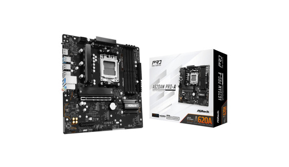 ASRock A620AM PRO-A (AM5/A620A, 4*DDR5, PCIex16, HDMI, 2xSATA, 3xM.2, 2.5GLan, 8ch, mATX) - 647874