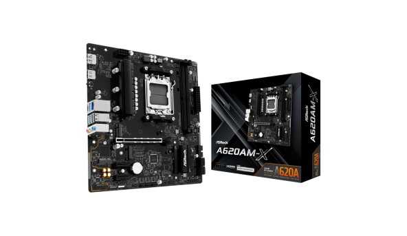 ASRock A620AM-X (AM5/A620A, 2*DDR5, PCIex16, DP/HDMI, 4xSATA, 2xM.2, 2.5GLan, 8ch, mATX) - 647875