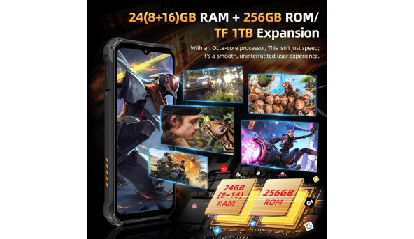 Смартфон Oukitel WP23 Plus 6.52"HD+ /8GB/256GB / T606 /10600mAh /13+5Мп/ IP69K /NFC Orange - 648313
