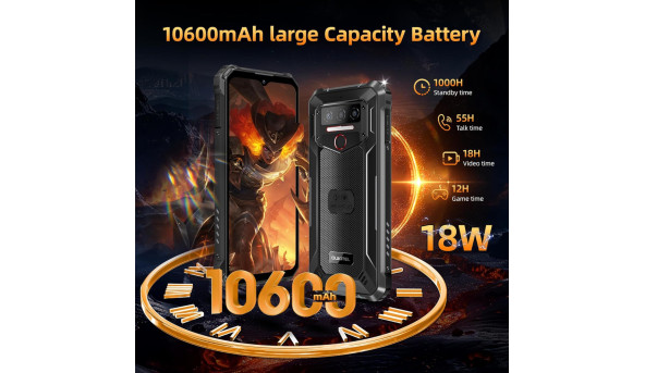 Смартфон Oukitel WP23 Plus 6.52"HD+ /8GB/256GB / T606 /10600mAh /13+5Мп/ IP69K /NFC Orange - 648313