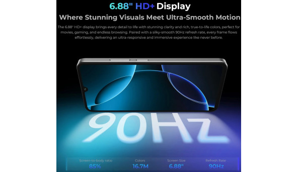 Смартфон Oukitel C60pro 6.88" HD+ /8GB/256GB/ T606 /10000mAh/ 13+5Мп / Blue - 648317