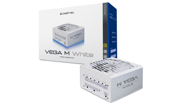 БЖ 1000W Chieftec VEGA M PPG-1000-CW ATX 3.1 135mm, 80+ Gold, Fully modular, WHITE, Retail - 648462