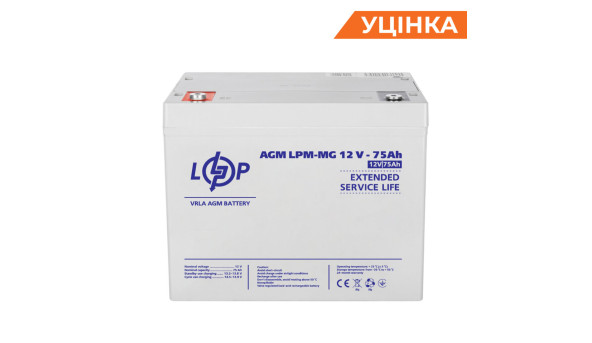 Розпродаж (13634) Акумулятор мультигелевий AGM LPM-MG 12V - 75 Ah 09/2023 - 648625