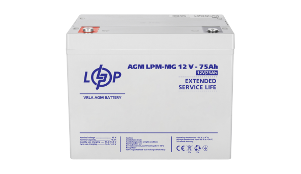 Розпродаж (13634) Акумулятор мультигелевий AGM LPM-MG 12V - 75 Ah 09/2023 - 648625