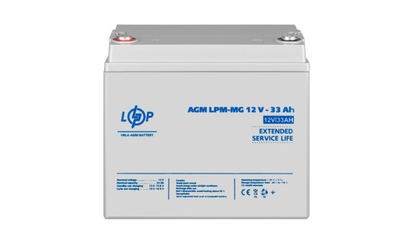 Розпродаж (6558) Акумулятор мультигелевий AGM LPM-MG 12V - 33 Ah 09/2023 - 648631