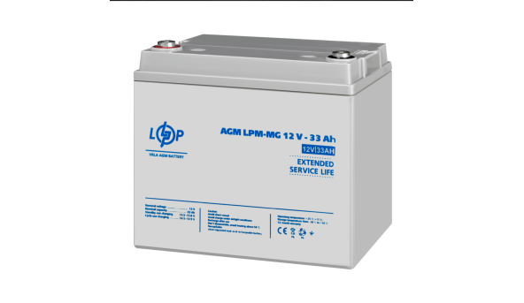 Розпродаж (6558) Акумулятор мультигелевий AGM LPM-MG 12V - 33 Ah 09/2023 - 648631