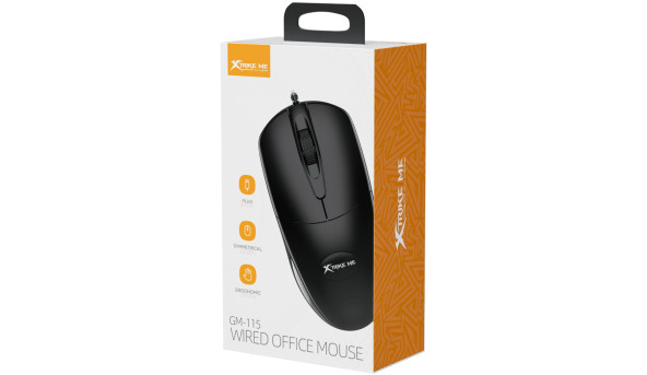 Мишка XTRIKE ME GM-115, USB, 1200dpi., 3кн., чорна - 648750