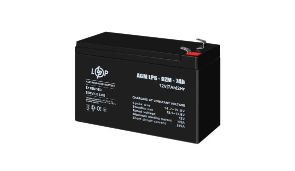 Розпродаж (16152) Тяговий свинцево-кислотний AGM акумулятор LP 6-DZM-7 Ah (07-2023) - 648822