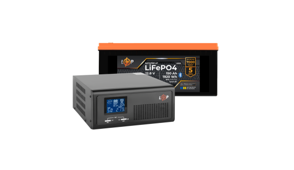Комплект резервного живлення LogicPower ДБЖ 600W + літієва (LiFePO4) батарея 1920 Wh - 649650