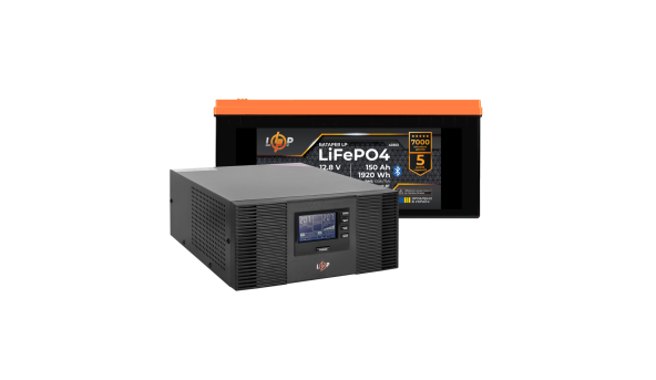 Комплект резервного живлення LogicPower ДБЖ 1050W + літієва (LiFePO4) батарея 1920 Wh - 649651