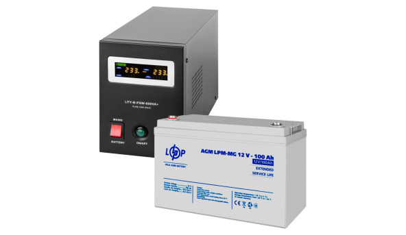 Комплект резервного живлення LogicPower ДБЖ 560W + мультигелева батарея 1200Wh(36973) - 650121