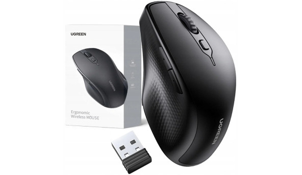 Мишка UGREEN 2.4GHz+Bluetooth MU101, бездротова, 4000dpi., 5кн., чорна - 650430