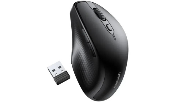 Мишка UGREEN 2.4GHz+Bluetooth MU101, бездротова, 4000dpi., 5кн., чорна - 650430