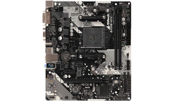 ASRock B450M-HDV R4.0 (AM4/B450, 2*DDR4, PCIex16, DVI-D/HDMI/VGA, 4xSATA, M.2, GLan, 8ch, mATX)