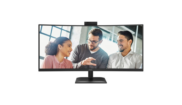 TFT 34" AOC CU34E4CW, WQHD, VA, 120Гц, вигн., 2xHDMI, DP, USB-C, RJ-45, USB-hub,cam,HAS, кол.,чорний