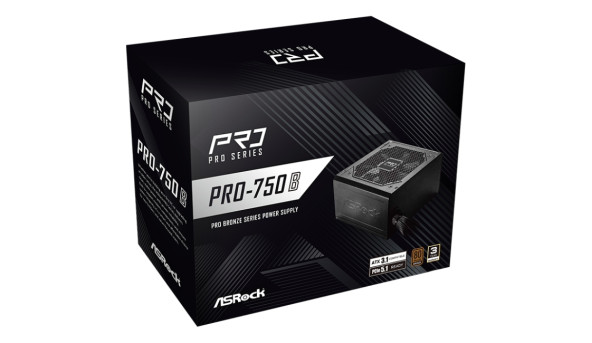БЖ 750W ASRock PRO PRO-750B 120mm, 80+ Bronze, Retail