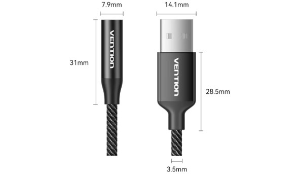Звукова карта USB AUX jack, TRRS Ear, 0.25 м 96 кГц/24 біт 2-в-1 DSP шумозаглушення Vention