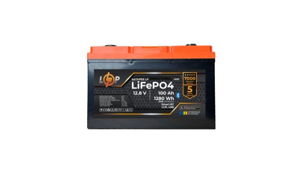 Акумулятор LP LiFePO4 12,8V - 100 Ah (1280Wh) (BMS 100A/50А) пластик LCD USB Smart BT