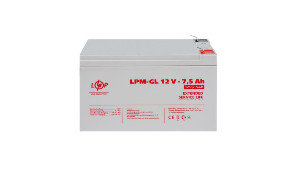 Розпродаж (6562) Акумулятор гелевий LPM-GL 12V - 7.5 Ah (11-2024)
