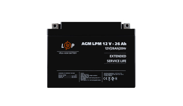 Розпродаж (4134) Акумулятор AGM LPM 12V - 26 Ah (09-2024)