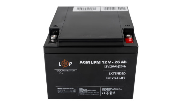 Розпродаж (22883) Акумулятор AGM LPM 12V - 26 Ah під болт М5 (08-2024)