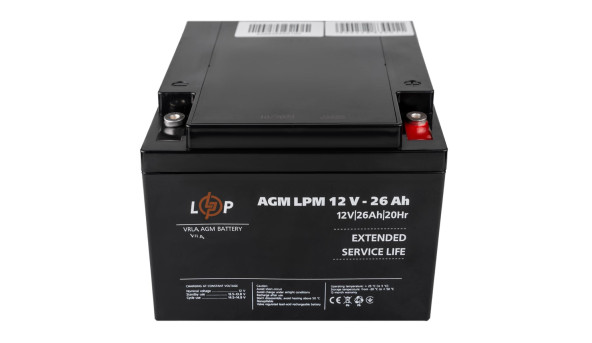 Розпродаж (22883) Акумулятор AGM LPM 12V - 26 Ah під болт М5 (08-2024)