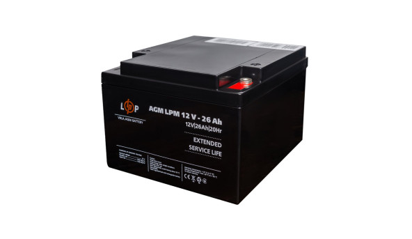 Розпродаж (22883) Акумулятор AGM LPM 12V - 26 Ah під болт М5 (08-2024)