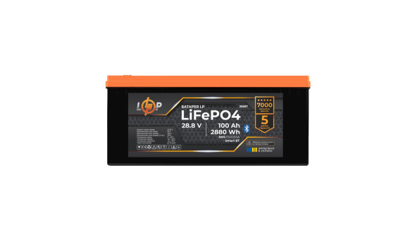 Акумулятор LP LiFePO4 28,8V (9S) - 100 Ah (2880Wh) (BMS 100A/50А) пластик Smart BT