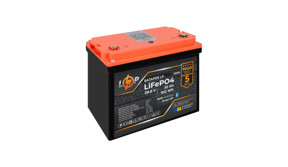 Аккумулятор LP LiFePO4 28,8V (9S) - 32 Ah (922Wh) (BMS 64A/32А) пластик Smart BT